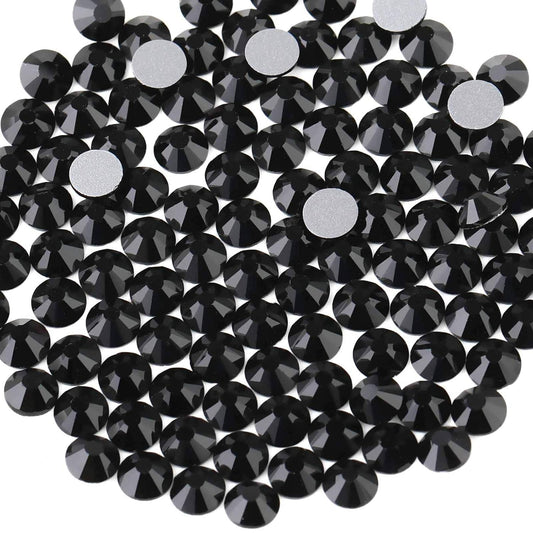 beadsland Flat Back Crystal Rhinestones Round Gems, Black (2.3-2.5mm) SS8/1440pcs