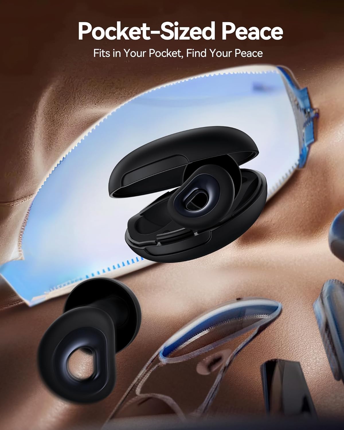 Ear Plugs for Sleeping, 50dB Noise Cancelling Ear Plug with 7 Pairs of Dual Single Layer Tips Reusable Ear Plugs for Noise Reduction, Soft Silicone Earplug for Concert, Snoring, Motorcycle Black