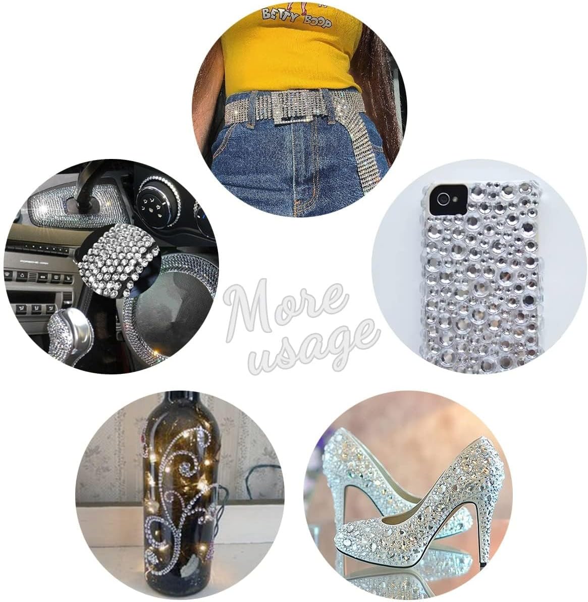 Silver Clear Resin Rhinestones w B7000 Jewelry Glue for Bedazzling Crafting 3mm-6mm Crystal White Flatback Stones Diamonds Crystals Gems Charms for Nails Face Tumblers Bottles DIY Crafts Phones