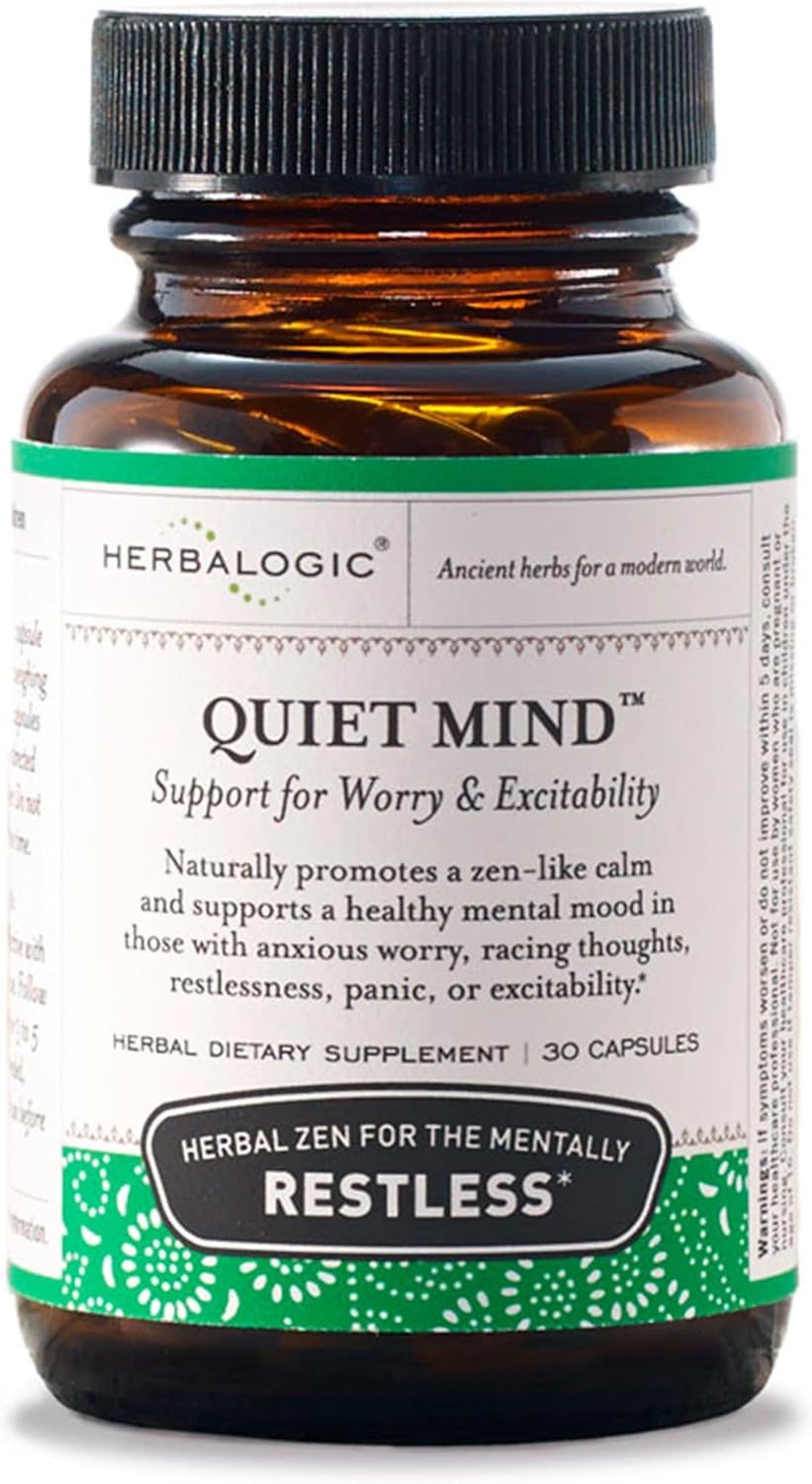 Quiet Mind Herb Capsules - Non-Sedating, Promotes a Feeling of Zen-Like Calm - Eases Anxious Worry and Panicky Mood - Based on The Traditional Chinese Formula GUI Pi Tang - 30 Cap Count