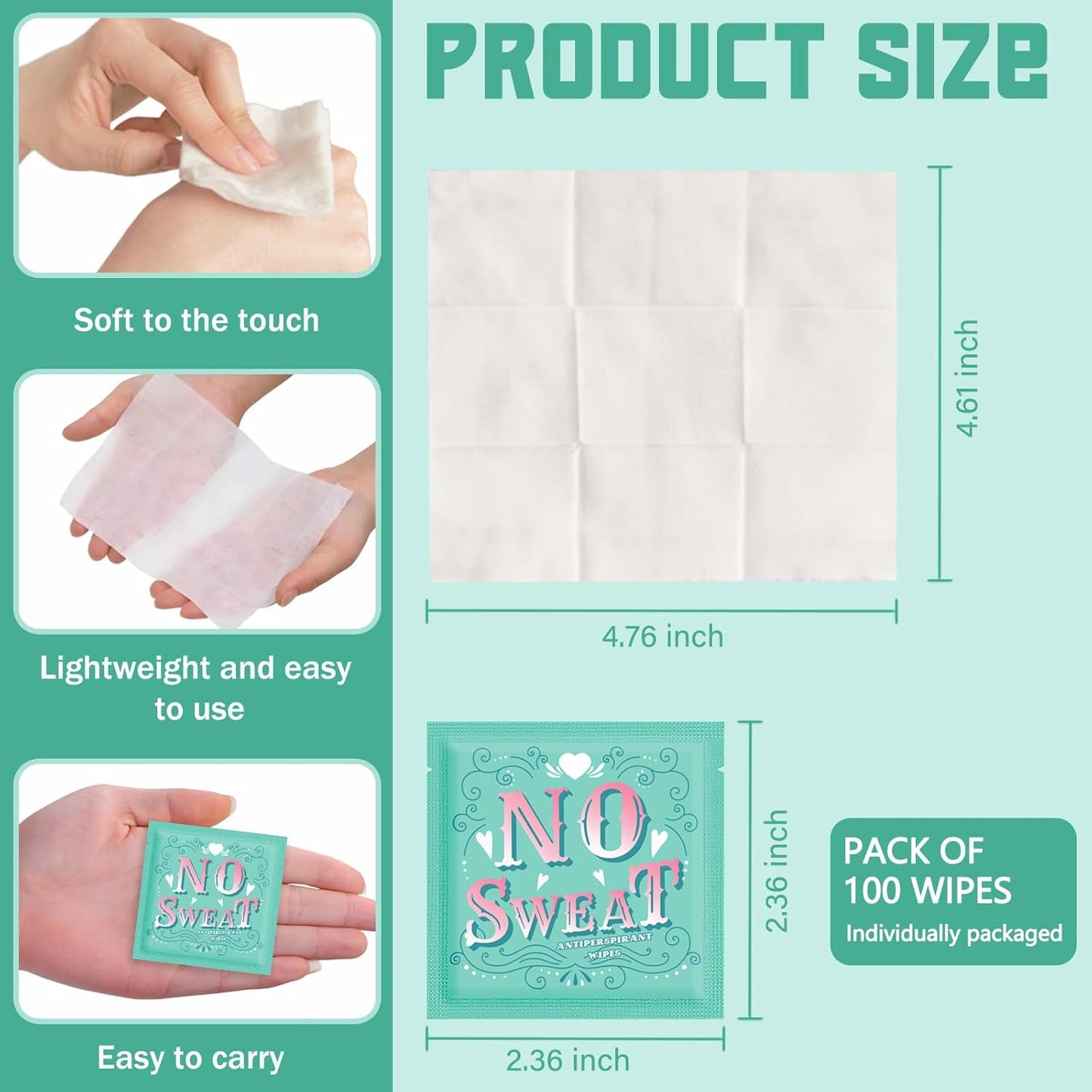 Body Wipes 100 pieces of Antiperspirant deodorant Wipes And Travel Deodorant Individually Wrap Hypoallergenic Mini Deodorant Underarm Sweating And Travel To Clean Skin For Female Male Teenagers