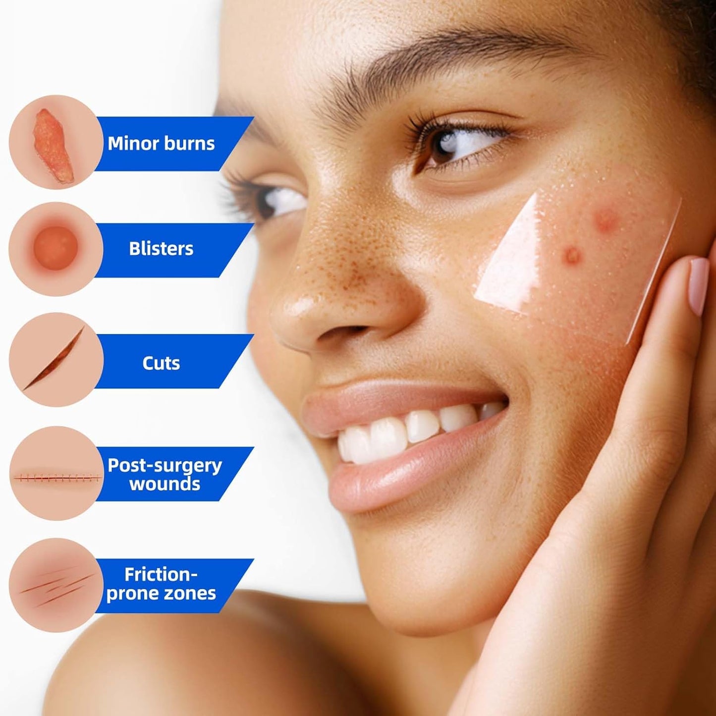 8 Count Hydrocolloid Bandages 4"x8", Large Hydrocolloid Gel Bandages for Wounds, Wound Healing Bed Sore Dressings