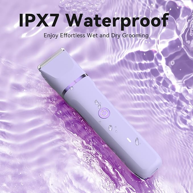 Electric Razors for Women - 4 in 1 Bikini Trimmer for Women, Waterproof Body Pubic Shaver for Womens Wet & Dry Use, Replaceable Facial & Nose Hair Trimmer, Rechargeable Hair Removal Kit, Purple