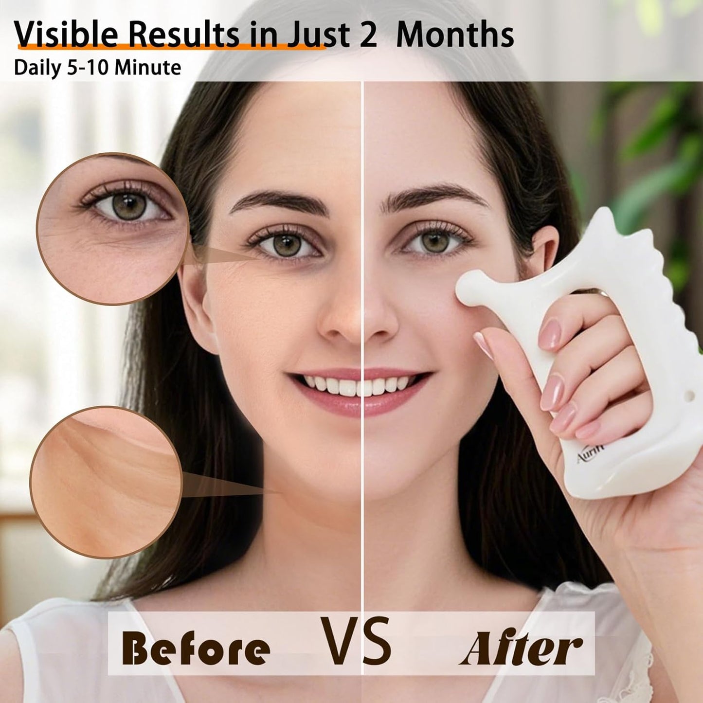 Ceramic Gua Sha Tool for Face & Body - 6 in 1 Manual Facial Massage for Lymphatic Drainage, Jaw Lifting, Puffiness Care, Neck Massage for Stress Relief - Home Self Care,Gift for Mum Wife White