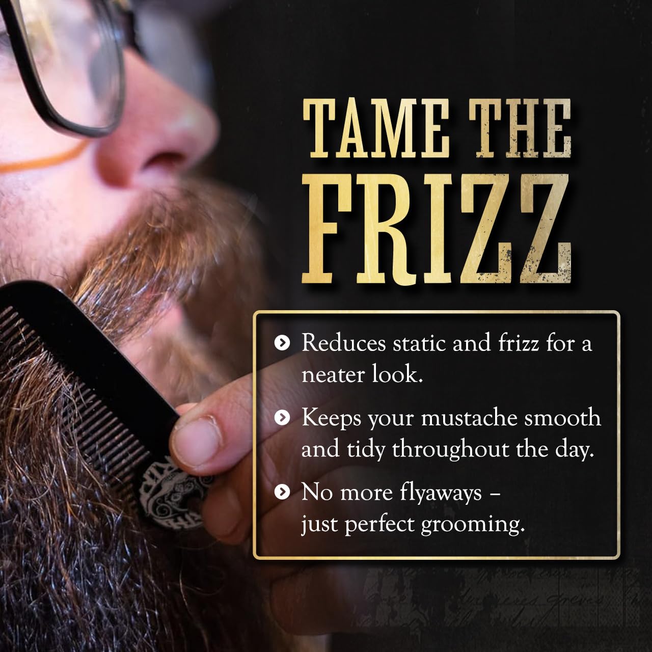 Mustache & Beard Comb Or Fine Tooth Moustache Pocket Metal Powder Coated Black Keychain Comb For Men - 3.25 x 1 Inches by Death Grip