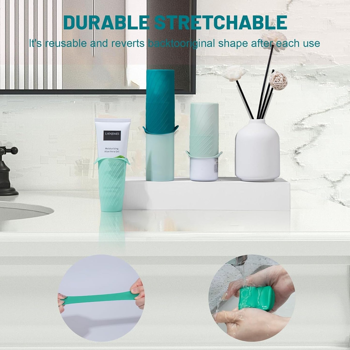 Bottle Covers for Travel, Elastic Sleeves for Leak Proofing, Silicone toiletry Containe sleeves, Leak Locks Travel Accessories for Shampoo Conditioner Wash Body Bottles (16pack)