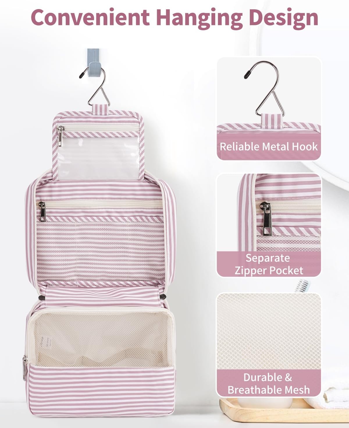 Narwey Small Hanging Travel Toiletry Bag for Women, Travel Bag for Toiletries, Makeup Bag Organizer Cosmetic Bags Make Up Bags for Girls
