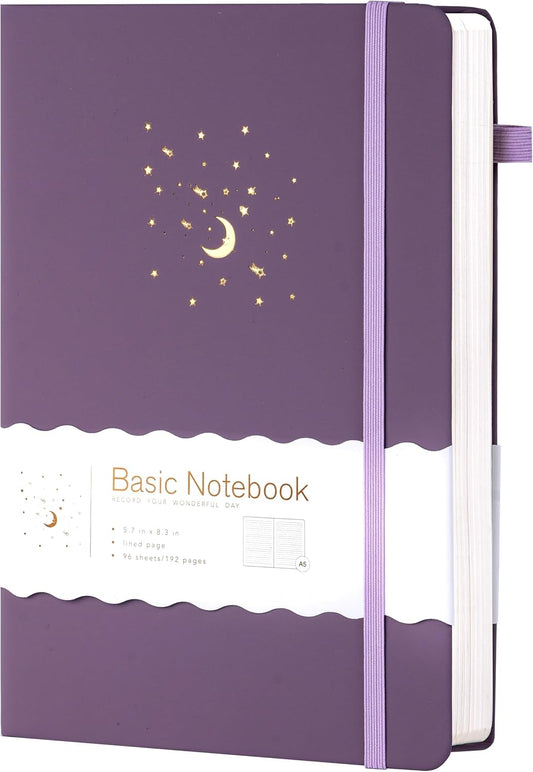 CAGIE Purple Journal Notebook for Women Girls 192 Lined Journaling Notebooks Hardcover Journals for Writing Work