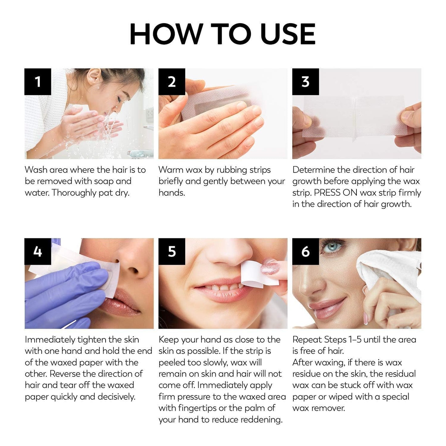 ShineMore Facial Wax Strips for hair removal - Hypoallergenic for All Skin Types - - Gentle and Fast-Working for Face, Eyebrow, Upper Lip, and Chin (40 Women Wax Strips + 4 Calming Oil Wipes NATURE NATION Ingredients )