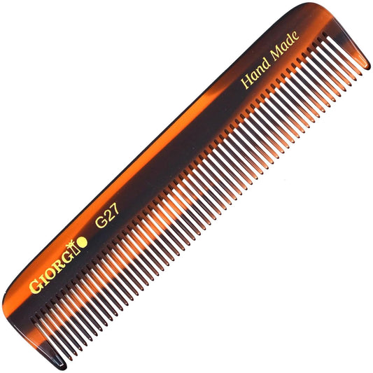 Giorgio G27 Handmade All Fine Tooth Pocket Comb, Hair Comb Straightener for Everyday Grooming Styling Hair, Mustache and Beard for Men Women and Kids, Saw Cut and Polished (Tortoiseshell)