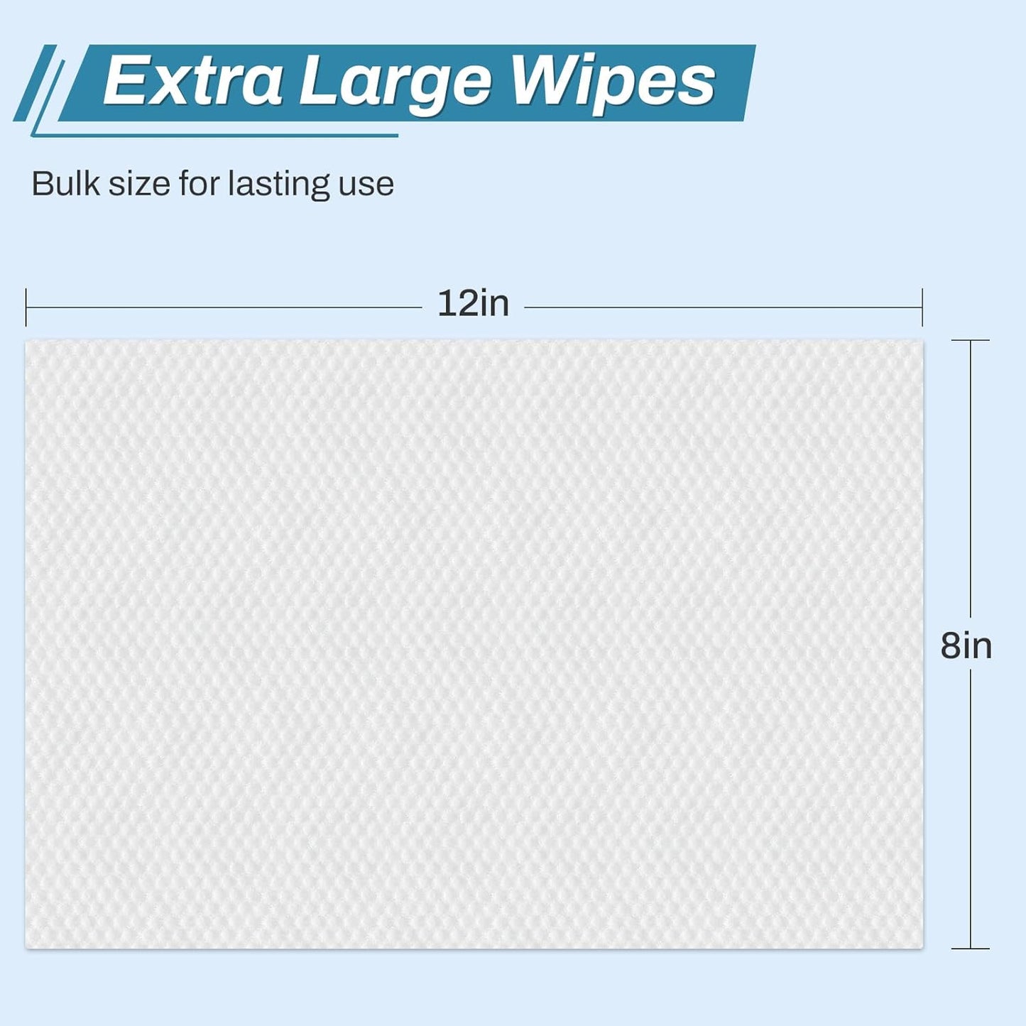 720 Count (12 Packs of 60) Wipes for Adults, 8" x 12" Extra Large for Incontinence & Cleansing, Disposable Body Shower & Bath Wipes for Elderly Bathing No-Rinse - Vitamin E & Aloe