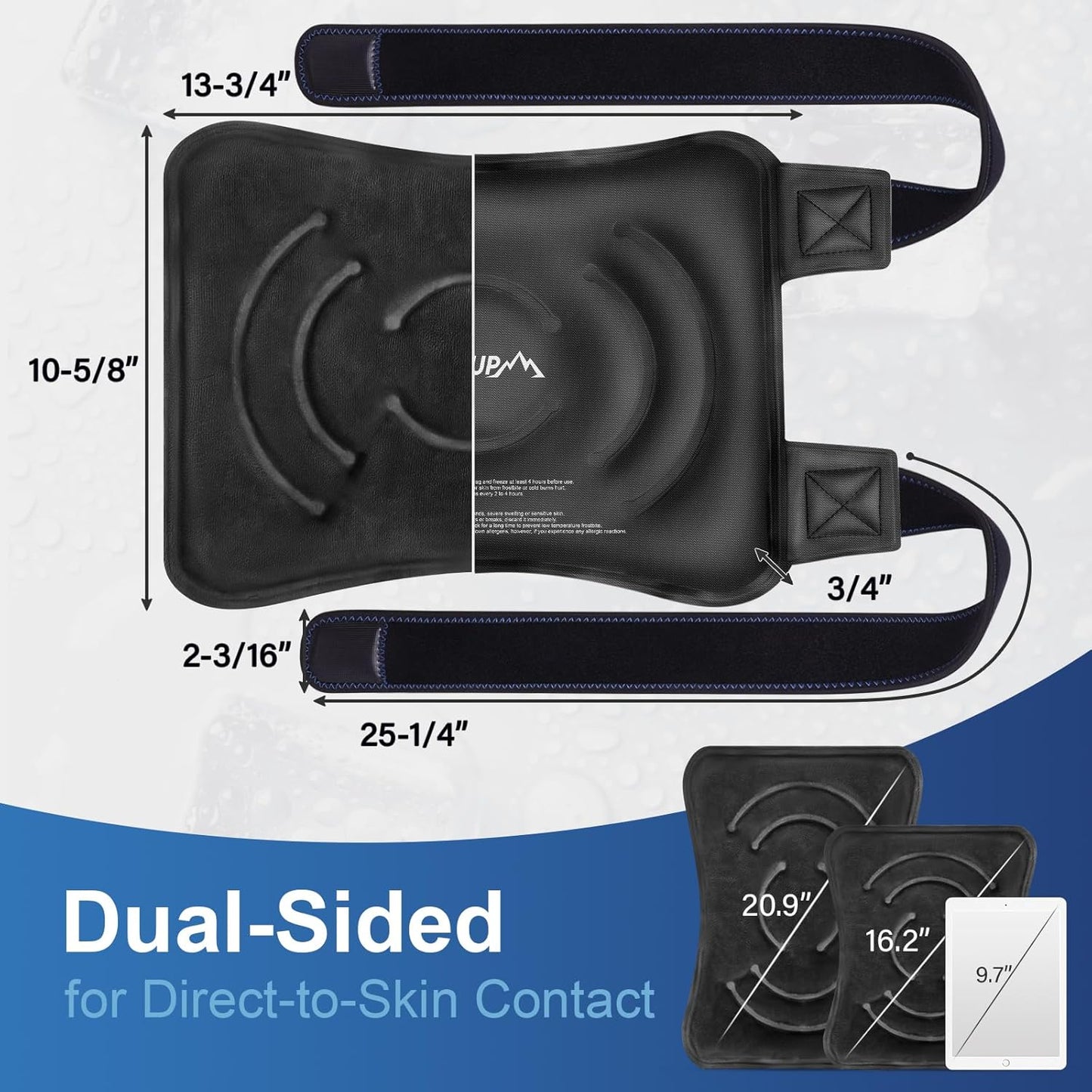 APEXUP Ice Pack for Knee Pain Relief, Large Reusable Wrap After Surgery, Flexible Gel Cold Pack for Injuries, Pain Relief for Back, Shoulder, Elbow, Ankle and Leg (Black, L, 1PK)