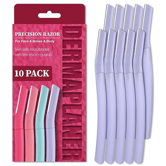 Face Razors for Women, Dermaplane Razor for Women Face, Eyebrow Razor, Facial Razors, Dermaplaning Tool, Gentle Skin Exfoliation Microblades for Sensitive Skin, Peach Fuzz Remover, 10 Count (Lilac)