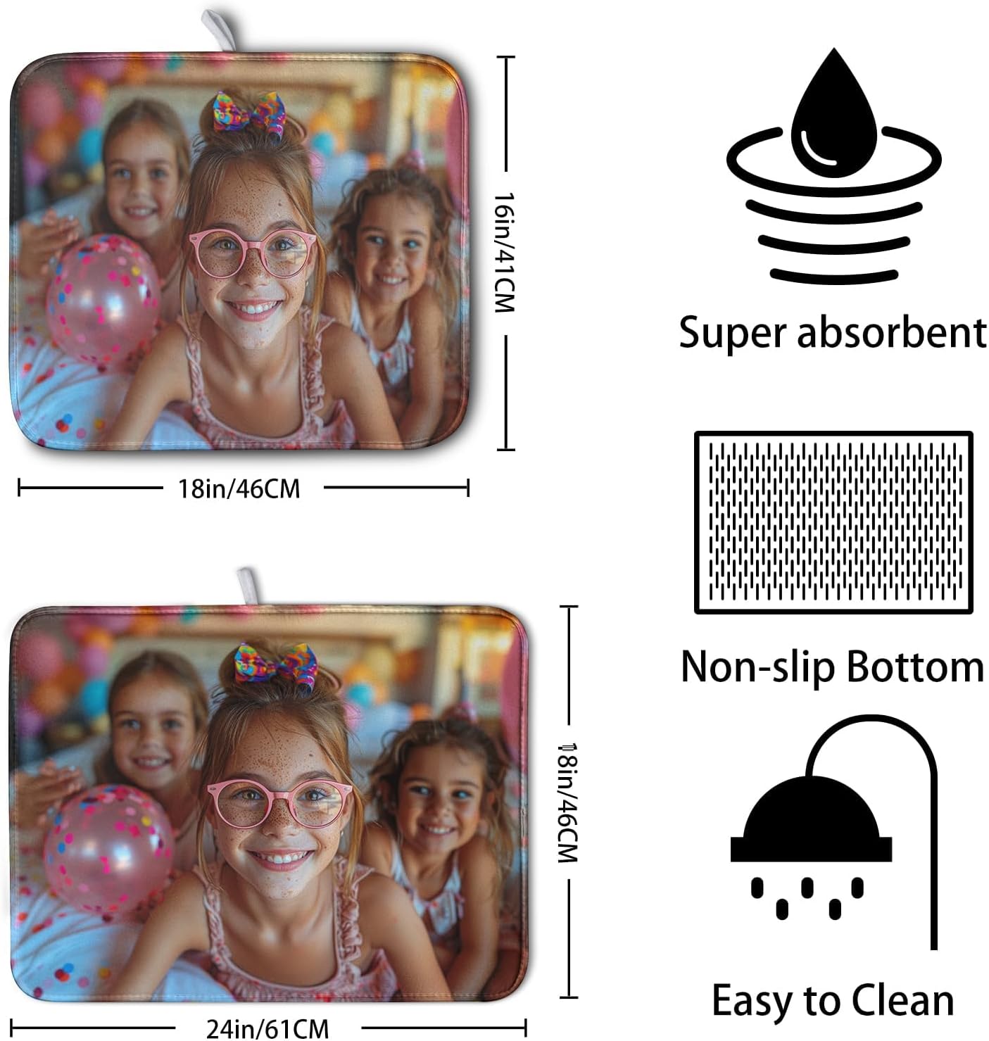 Customized Microfiber Fabric Dish Drying Mat for Kitchen Counter 16x18 Inch,Custom Any Photo or Text Drying Mat Personalized Dish Drainer Mat Super Absorbent Dish Rack Pad for Coffee Bar Sinks