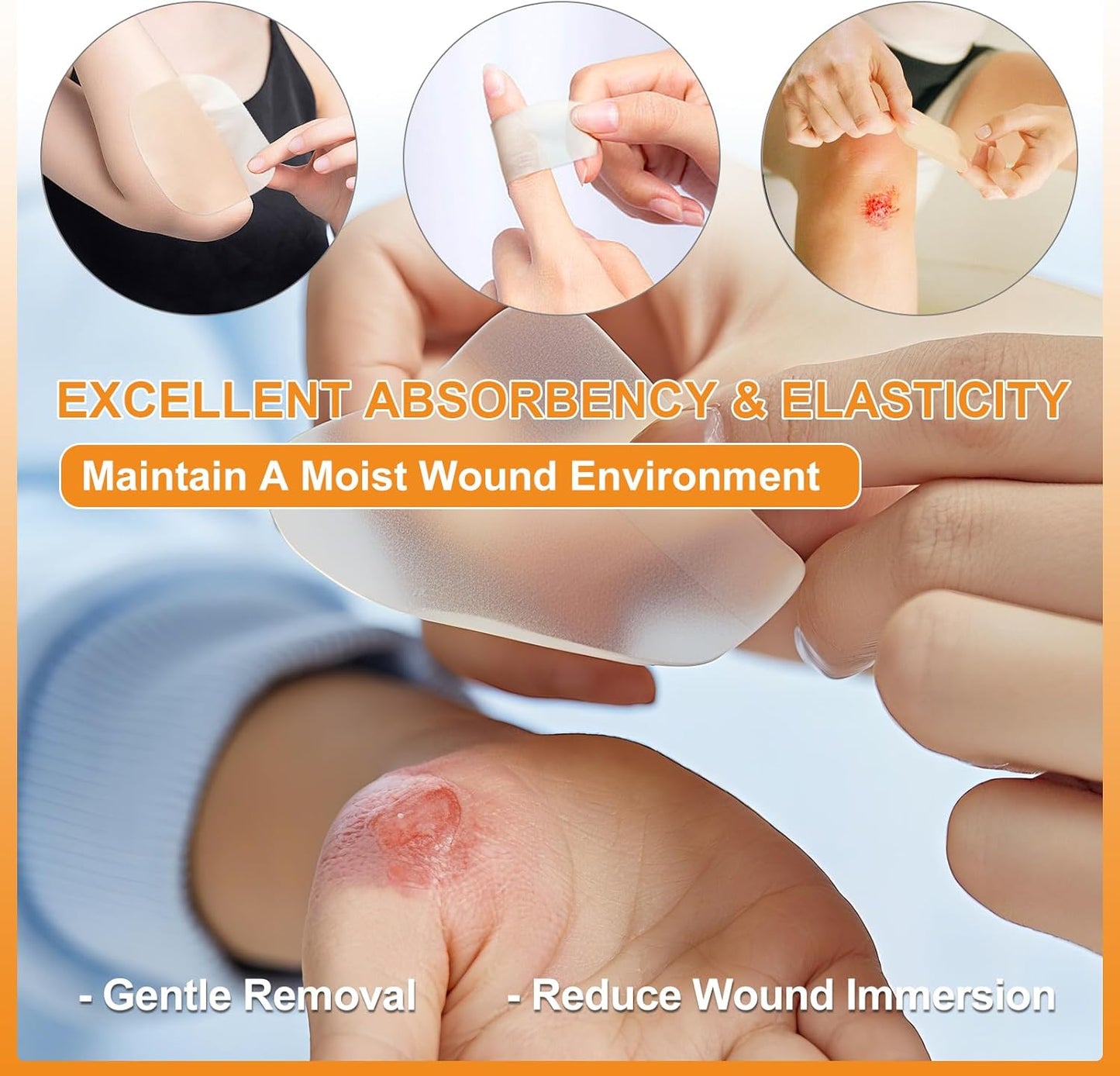 Carbou Hydrocolloid Wound Dressing 4"x4", 20 Individual Pack, Self-Adhesive Ultra Thin Hydrocolloid Bandages, Waterproof Absorbent Hydrocolloid Patch for Wound Care, Bedsore, Burn, Abrasion & Blister