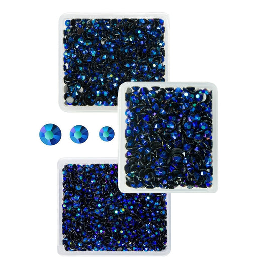 Sapphire Blue AB Resin Rhinestones for Crafting 3mm 4mm 5mm Dark Blue AB Flatback Jelly Stones Bulk SS10 SS16 SS20 Diamonds Gems for Nails Face Eyes Makeup Tumblers Bottles DIY Crafts Clothes
