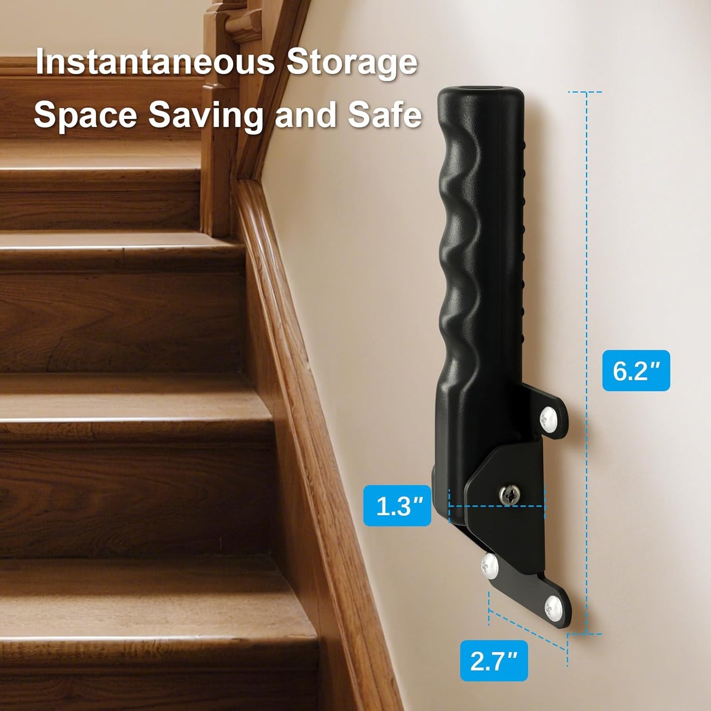 Flip a Grip Doorway Assist Handle - Safety Grab Bar for Elderly, Handicapped, 300LB Weight Suport, Non-Slip Stair & Doorway Stability Aid - Black(for Hard Wall)