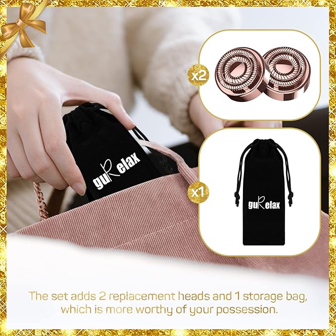 Gurelax Facial Hair Remover for Women (with 2 x Replacement Heads) - Hair Removal Device As a Gift for Mom/Wife/Girlfriend