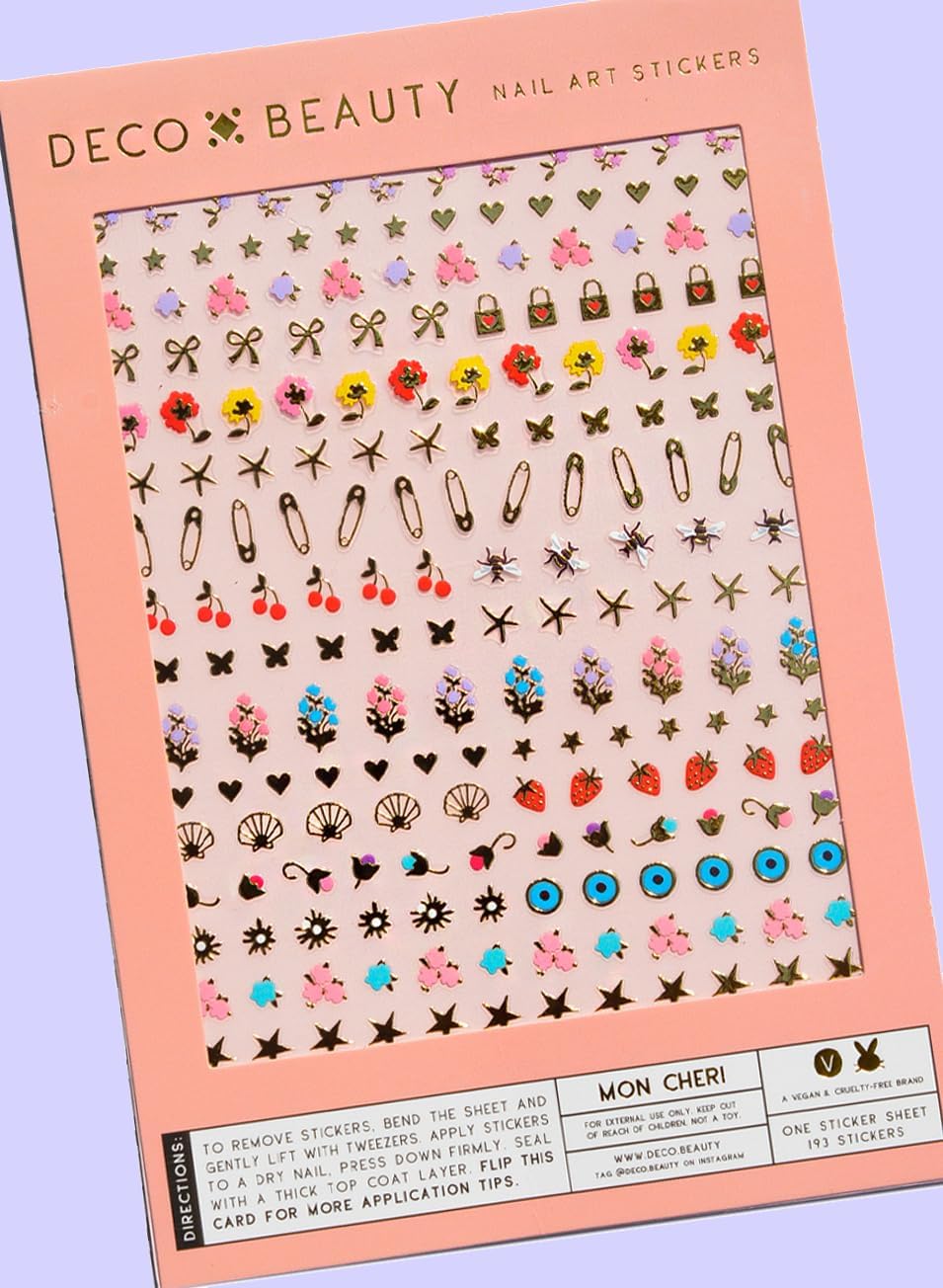 Mon Cheri Nail Stickers - Lightweight & Easy-to-Apply Nail Art with Cute & Trendy Designs - Durable & Long-Lasting Nail Stickers for Women, Ideal for DIY Manicures