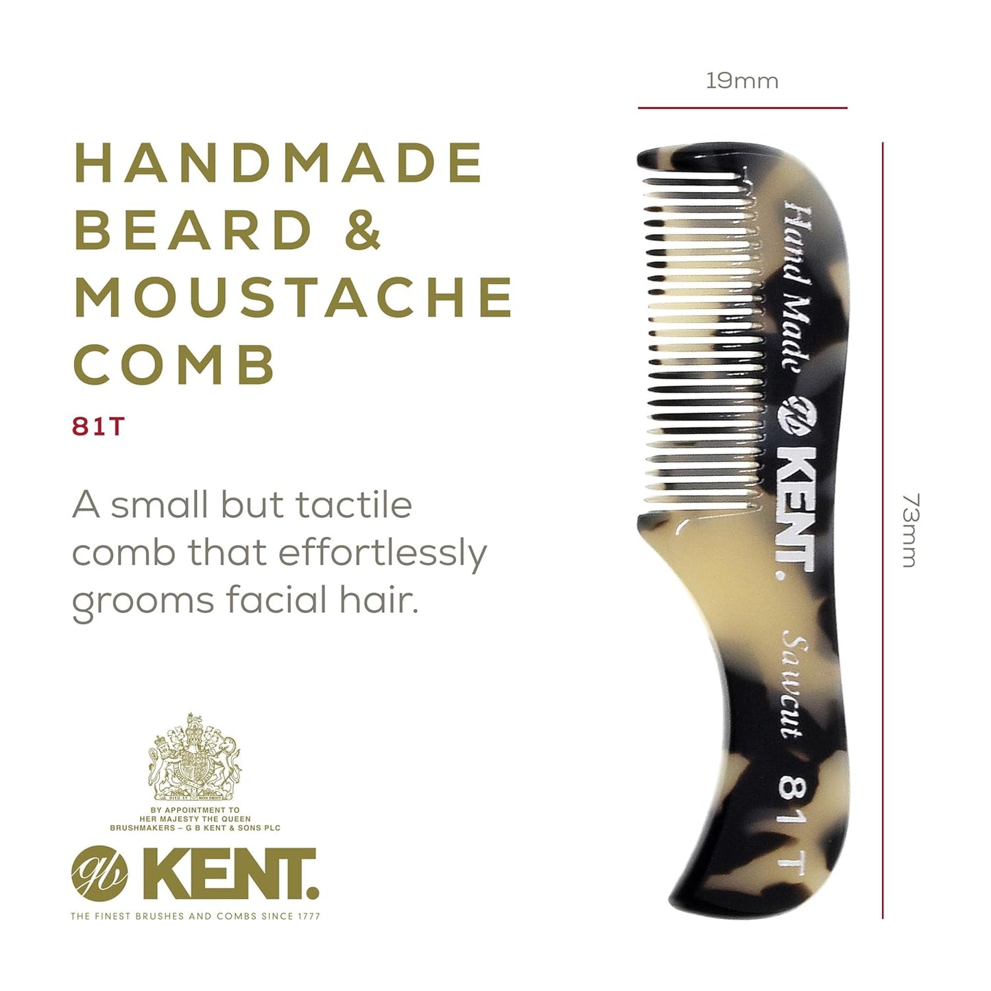 Kent Set Men's Hair Pocket Combs, Graphite 81T X-Small, FOT All Fine Tooth, 20T Fine Tooth Folding Comb. Best Hair, Beard and Mustache Grooming Kit for Travel and Home Care, Handmade in England