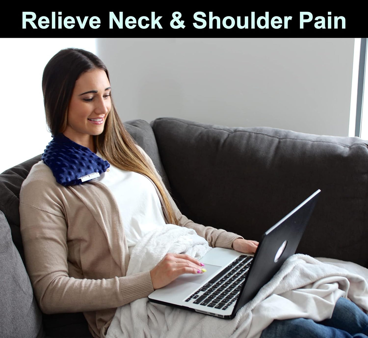 Microwave Heating pad for Neck and Shoulders- Microwavable Heating pad- Cool & hot Moist Heat Pack- Weighted Bean Bag Pads Shoulder Therapy wrap for Pain Relief- Pillow Filled with Flaxseed buckwheat