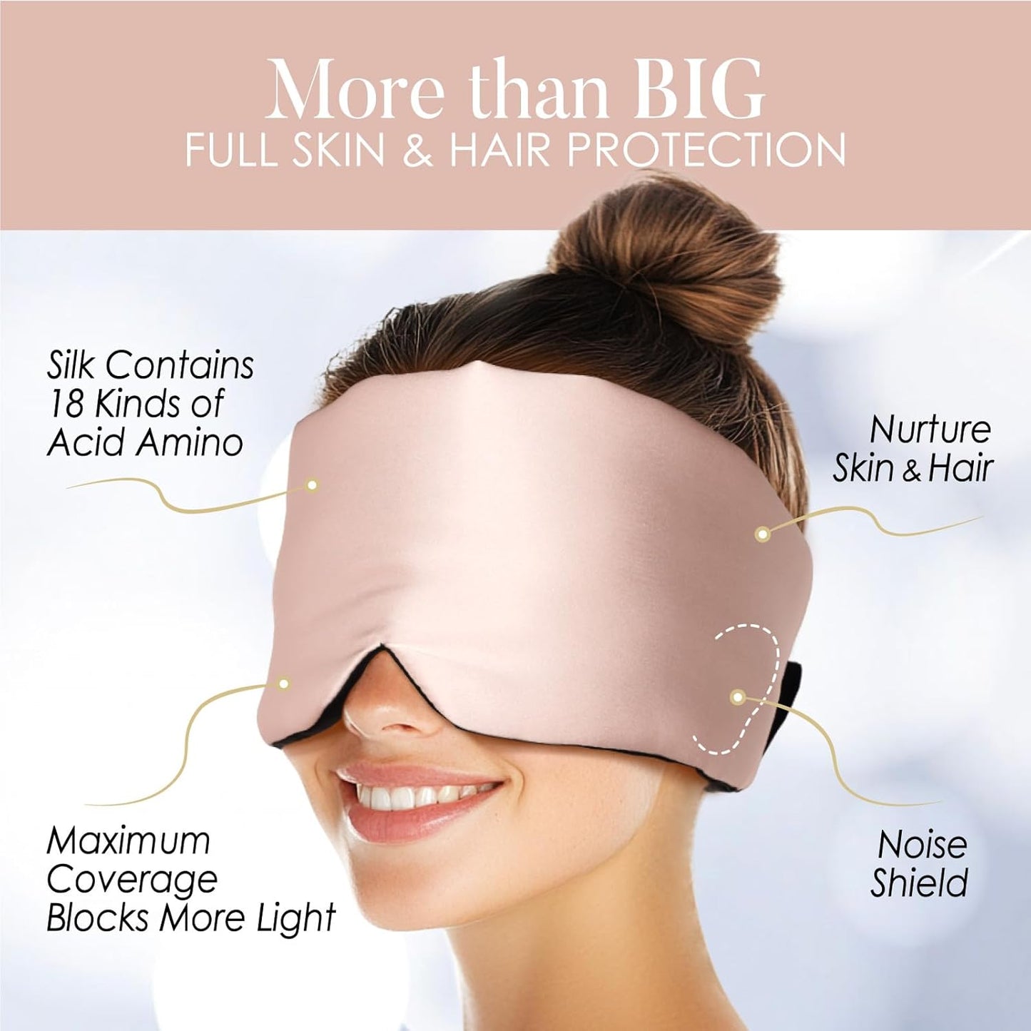 LULUSILK Reversible Mulberry Silk Sleep Mask for Women and Men, Adjustable Real Silk Eye Mask for Sleeping, Lotus Pink and Black, Pack of 1