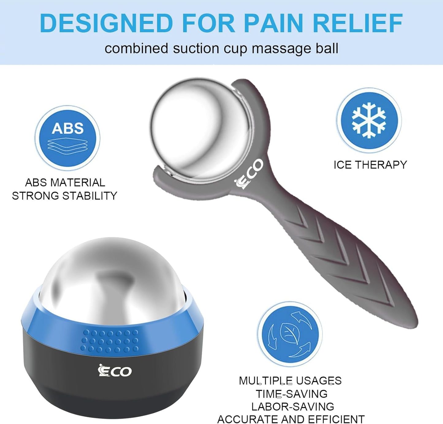 iECO Cryosphere Cold Massage Roller Ball – Ice Cold and Hot for Deep Tissue and Sore Muscle Relief of Stiffness and Stress, Body, Neck, Back, Foot, Plantar Fasciitis, Gifts for Him