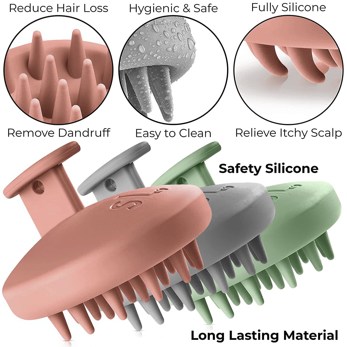scalpluv | Scalp Massager Hair Brush, 3 in 1 Hair Massager, Exfoliator, Promotes Hair Growth, Dandruff Treatment, Waterproof Shower Scalp Scrubber with Soft Bristles, Shampoo Scrubber (Gray)