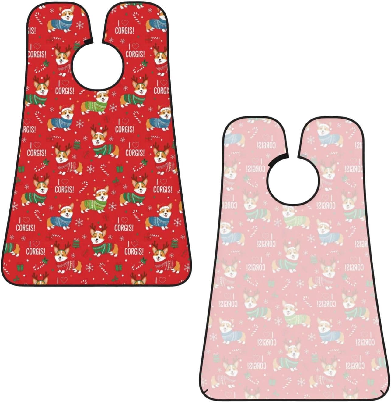 Beard Hair Catcher Bib, Waterproof Non-Stick Grooming Apron for Shaving Trimming, Perfect for Men Dad, Christmas Red Corgis Dog Shave Bib