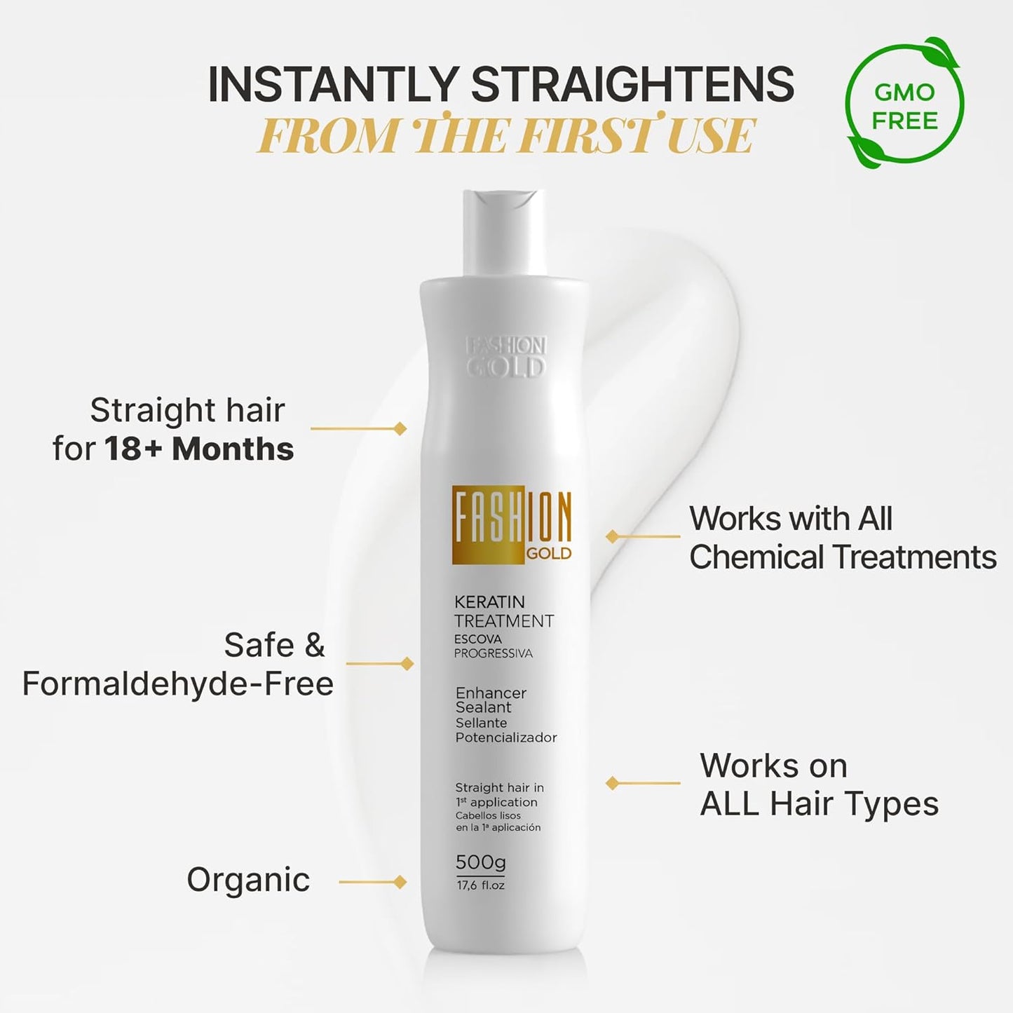 Keratin Hair Treatment (10 USES per Bottle), Keratina para Alisar el Pelo, Hair Botox Treatment, At Home Keratin Treatment, Alisados Organicos SIN FORMOL, Verdadera Keratina Brasileña