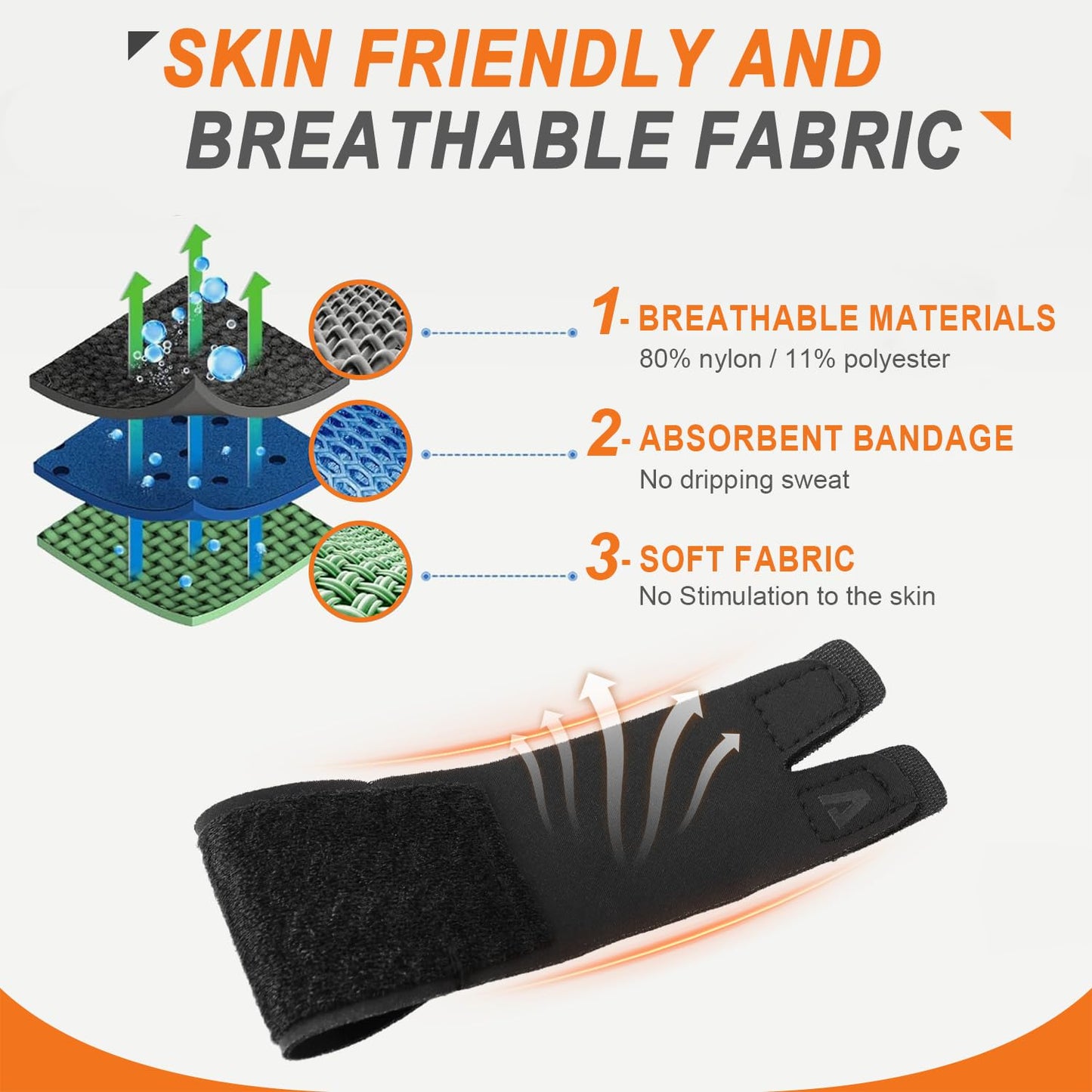 2PCS Finger Splints (No Metal Support) – Adjustable Neoprene Finger Straps/Wraps for Arthritis, Tendonitis & Athletic Stress Relief, Compression Tape for Sports (Basketball, Tennis, Volleyball, Badminton, Golf) – Double Finger Design, L