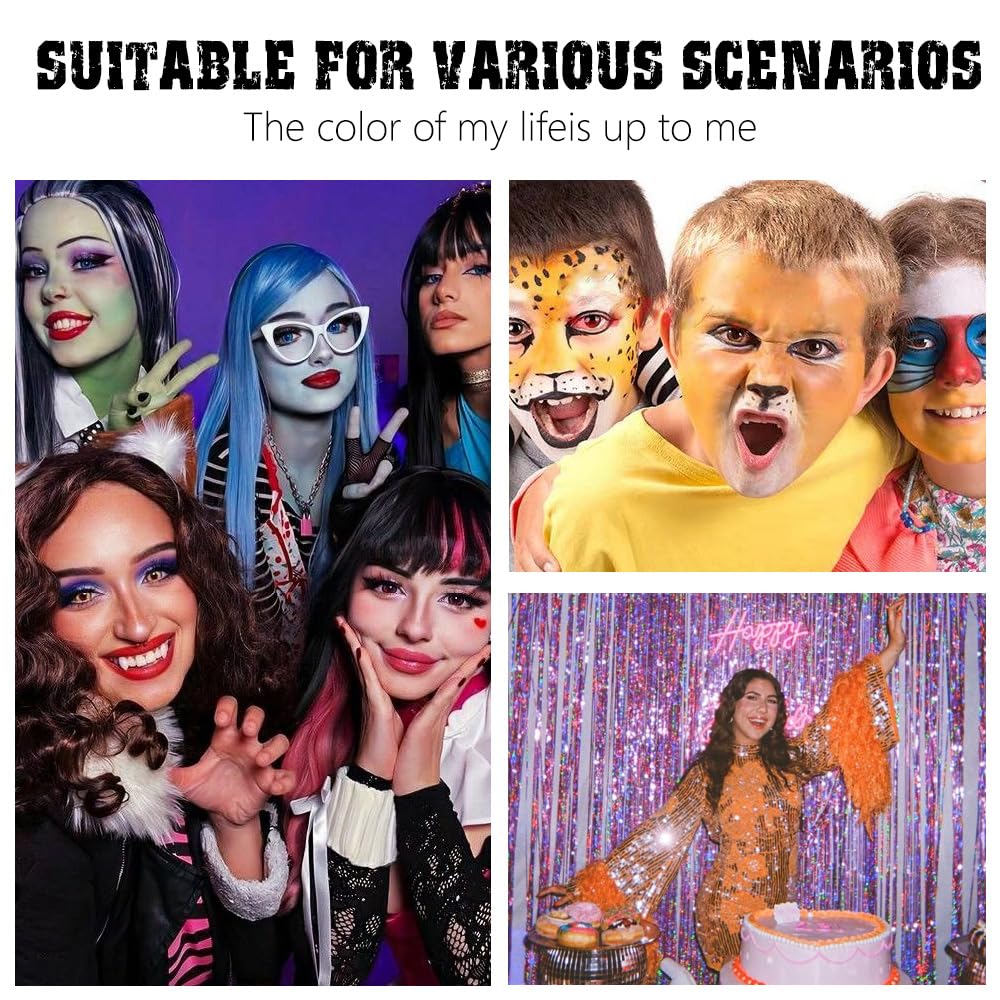 6 Pcs Colorful Matte Liquid Eyeshadow Eyeliner Set, White, Pink, Green, Blue, Purple, Dark Blue, Halloween Stage Clown Children's Makeup, Quick-Drying, Long-Lasting, Waterproof (6Pcs-Matte Colorful 2)