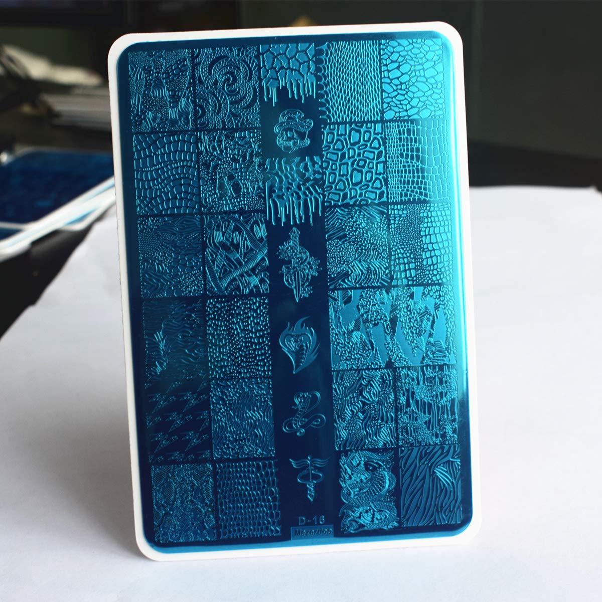 2Pcs Snakeskin Pattern Nail Stamping Template Cute Facial Expression Feather Nail Design Stamping Plate Skull Leopard Nail Art Image Plate 14.5×9.5cm Stainless Steel Nail Stencil Tools