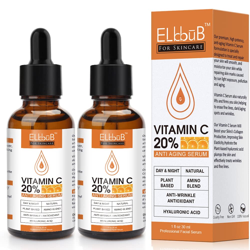 Premium 20% 𝐯𝐢𝐭𝐚𝐦𝐢𝐧 𝐜 𝐬𝐞𝐫𝐮𝐦 - (2PACK) with Hyaluronic Acid, Retinol & Amino Acids - Boost Skin Collagen,Hydrate & Plump Skin, Anti Aging & Wrinkle Facial Serum