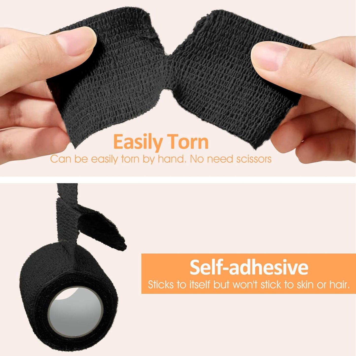1"/2"/3" Self Adhesive Bandage Wraps, 18 Pack Black Self Adherent Cohesive Bandages Wrap for Wounds, Vet Wrap, Ankle Tape, Tattoo Tape Wrap, Medical Tape, Color Athletic Tape