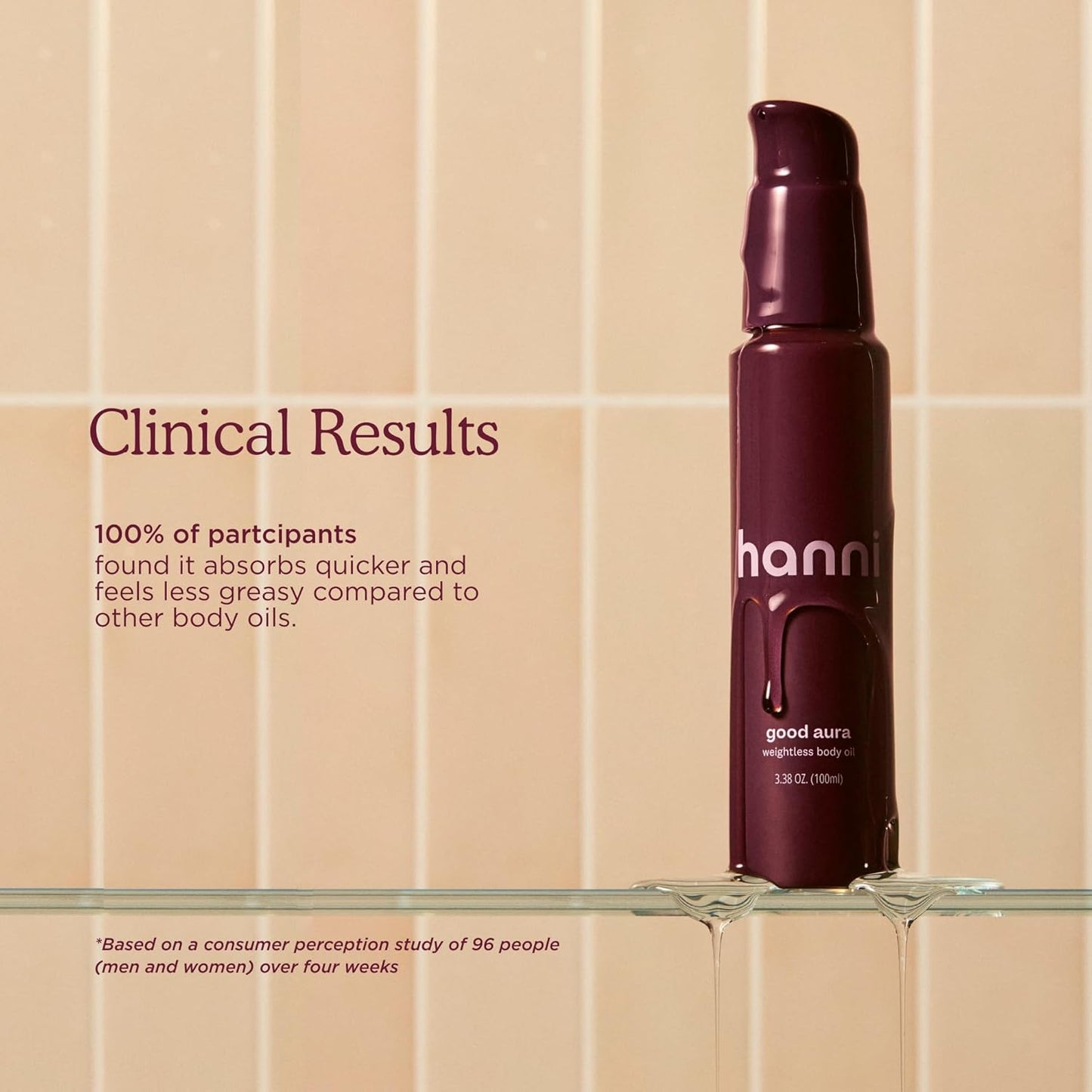 HANNI Good Aura Dry Body Oil, Lightweight After-Shower Moisturizer with Jojoba, Coconut, Baobab, and Buriti Oils, Non-Greasy Skincare for Soft Skin, 100 mL / 3.38 oz