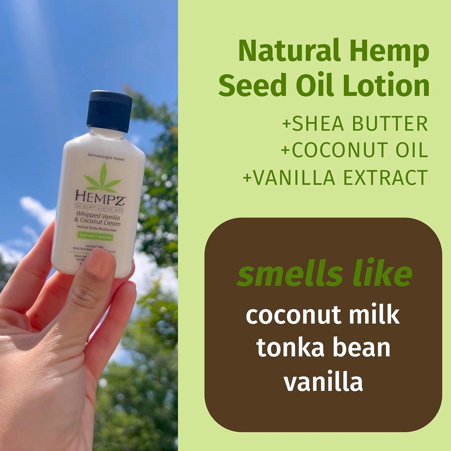 Hempz Mini Whipped Vanilla & Coconut Cream Body & Hand Lotion 2.25 oz.