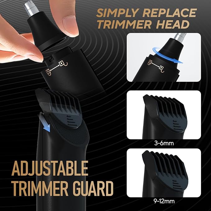 All in 1 Groin & Body Hair Trimmer for Men Bikini Trimmer Women Electric Ball Pubic Shaver IPX7 Waterproof Wet & Dry Use Versatile Shaver for Temple Groin Nose Ear Hairs Beard, Black