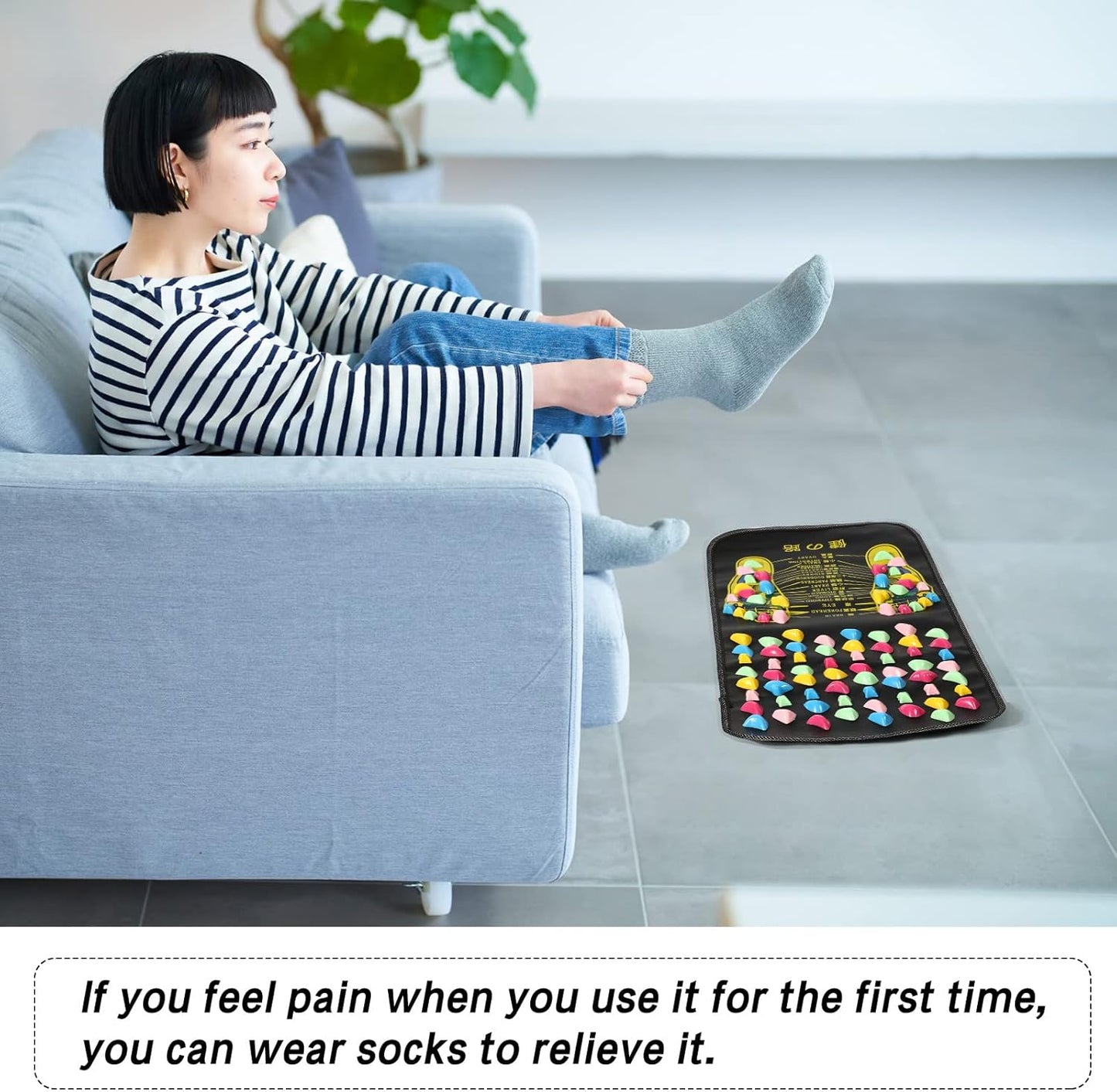 TrelaCo Foot Massage Mat Reflexology Walk Stone Road Foot Massage Acupoint Mat for Acupressure Relaxes for Long Sitting Elderly Students and Office Workers (27.56 x 13.78 Inches)