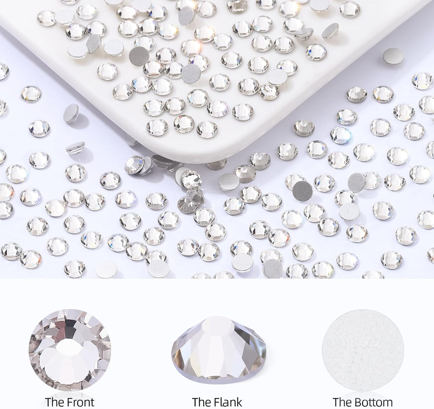 Crystal Clear Flatback Rhinestones, Glass Rhinestones for Nail Art and Craft, Glue Fix, Loose Crystal Gemstones(Crystal, SS16, 2880pcs, 3.8-4.0mm)
