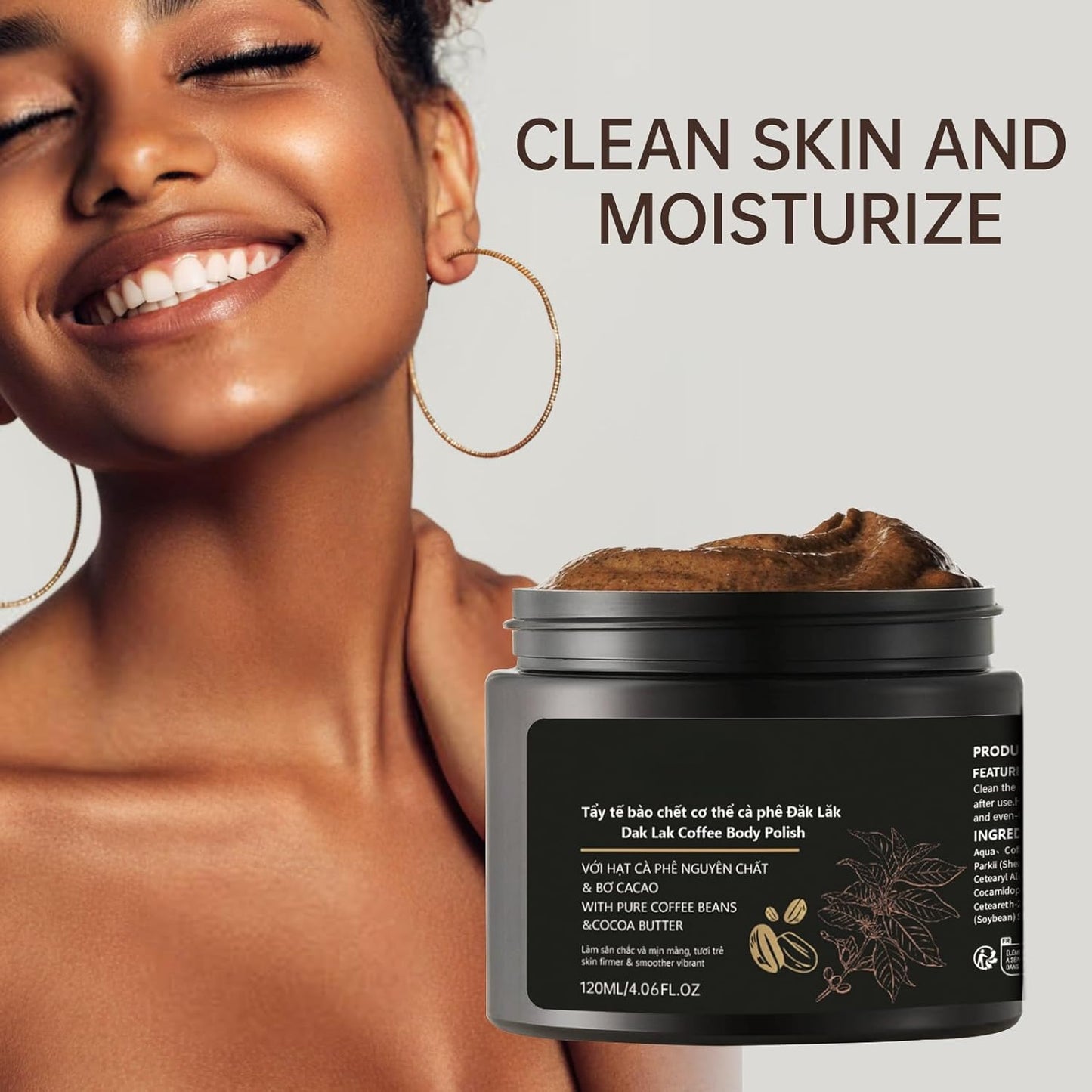 Coffee Body Scrub 4.05 oz - Moisturizing and Exfoliating Body, Face, Hand, Foot Scrub - Fights Stretch Marks, Fine Lines, Wrinkles - Great Gifts for Women & Men (1PC, Coffee Body Scrub)