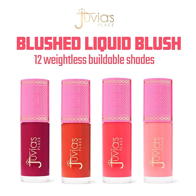 Juvia's Place Blushed Liquid Blush SweetBerries - Dewy Tint Cheeks Makeup Glow Pigment Effortless Beauty Long Lasting Cosmetics Soft Creamy Natural Buildable All Skin Color Light Flawless Finish Blend