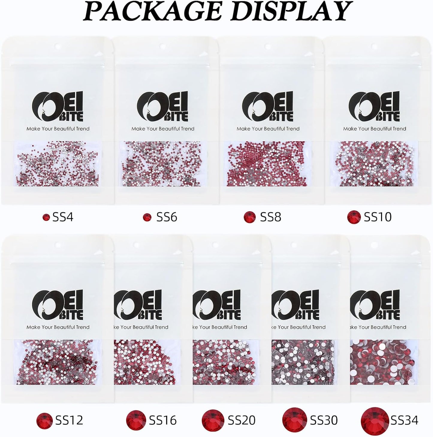Siam Flatback Rhinestones, Glass Rhinestones for Nail Art and Craft, Glue Fix, Loose Crystal Gemstones(Siam, SS12, 1440pcs, 2.9-3.0mm)