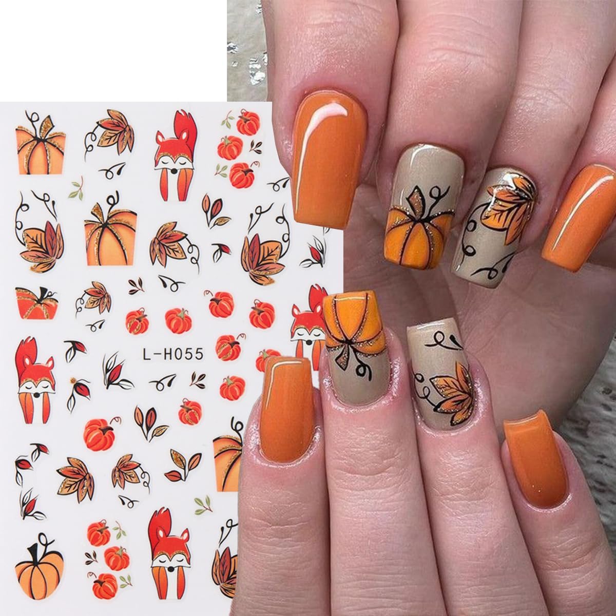 Fall Nail Stickers Maple Leaves Nail Decals Self Adhesive Nail Art Stickers Orange Fallen Leaves Pumpkin Bronzing Design Glitter Thanksgiving Nails Sticker for Nails Art for Women Decor Manicure