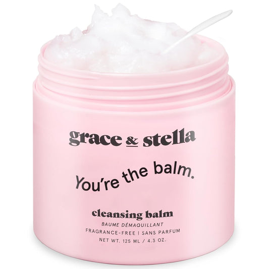 grace & stella Makeup Remover Cleansing Balm - Hydrating Facial Cleanser with Vitamin E for Soft, Nourished Skin - Melt Stubborn Waterproof Make Up, Mascara, Eye Liner - Vegan Skincare (102g/ 4.3 oz)