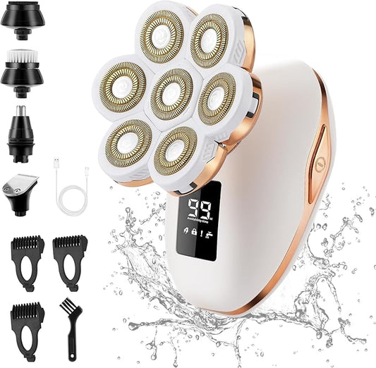 Electric Razors for Women, 7D Electric Shaver for Women, 5 in 1 Lady Shavers, Wet/Dry Bikini Trimmer, Rechargeable Facial Hair Removal, Painless Face Razor for Arms Legs Armpit Pubic Area
