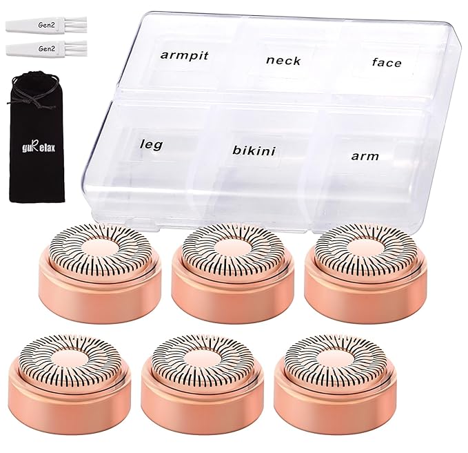 Replacement Heads for Flawless Hair Remover Gen 2, 18k Gold Facial Hair Remover Replacement Head with Compartment Storage Box, Women Painless Replacement Blades fit Finishing Touch Flawless