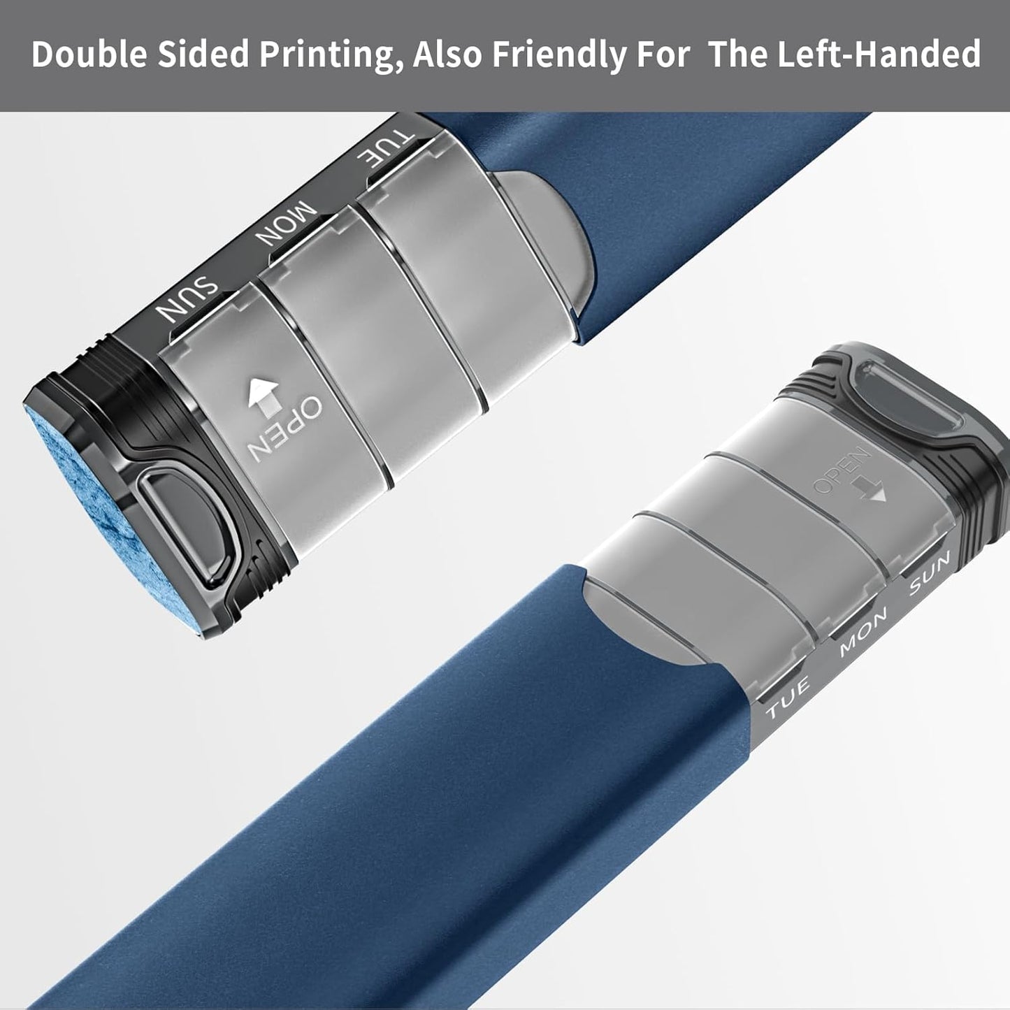 Metal Weekly Pill Organizer, Serfeymi Aluminum Daily Pill Box(Spare Gasket Provided),7 Day Pill Case Travel Medicine Organizer,Pill Containers with Individual Lid for Vitamins,Pills, Supplement-Blue