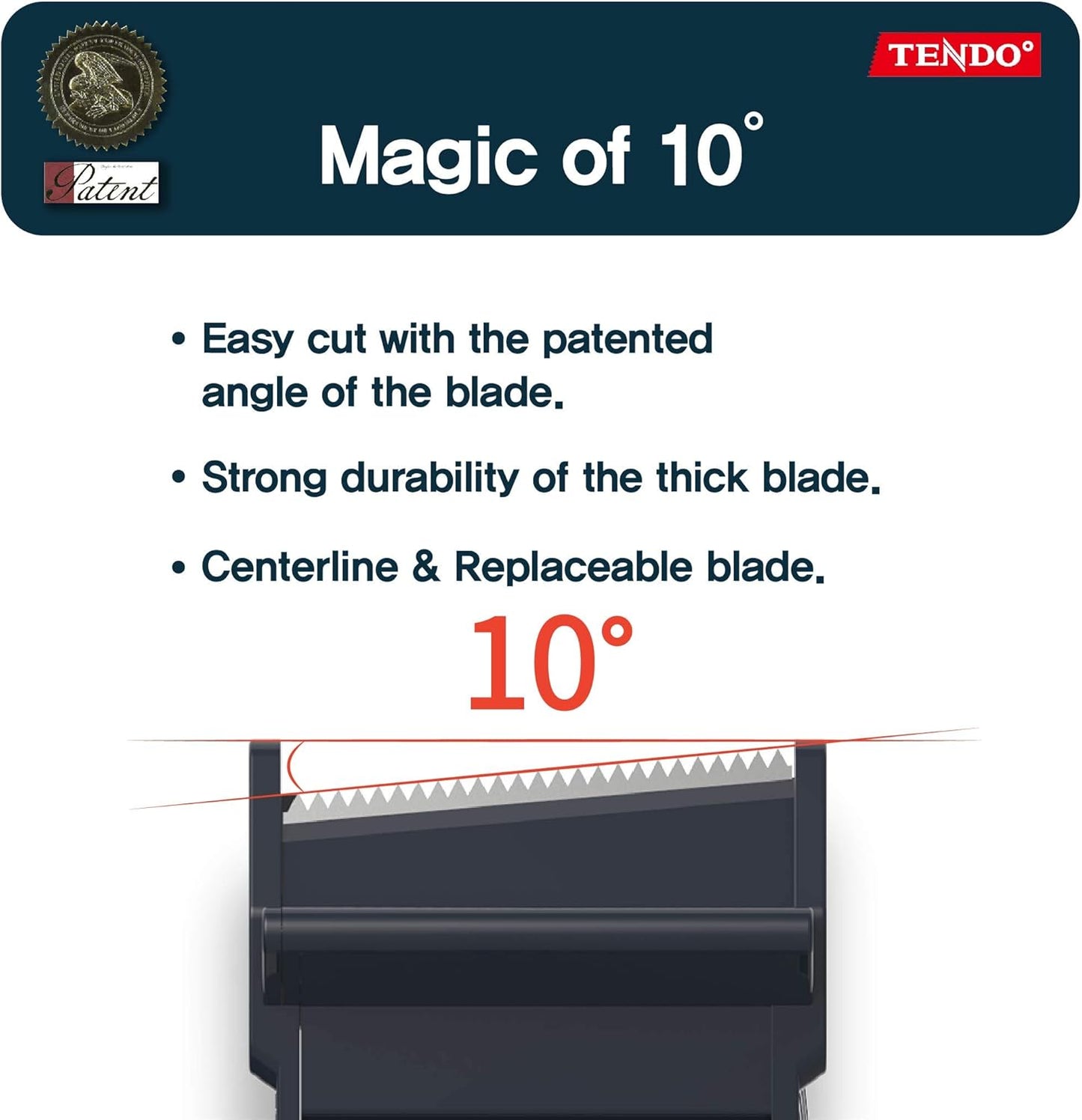 SJ-50M Navy | TENDO Basic Line | Smart Packing Tape Dispenser, Easy Cut Tape Gun, for 45~50mm Tape Width and 3" Tape core