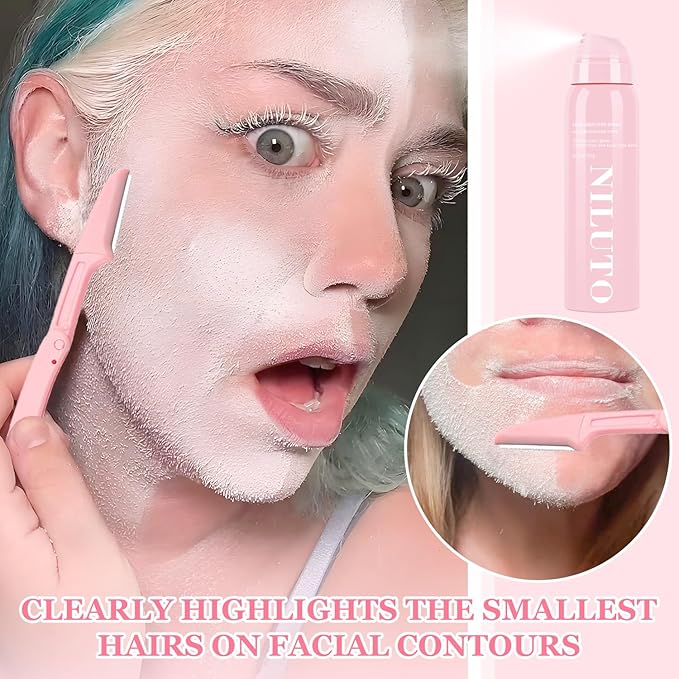 Hair Identifier Spray for Face Shaving, Moisturizing and Skin Care Dermaplaner Spray,Skin Body Hair Identifier Comfortable Face Shaving Powder (Pink 2pack 01)